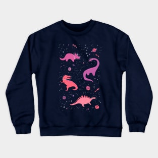 Astronaut Dinosaurs on Pink Crewneck Sweatshirt